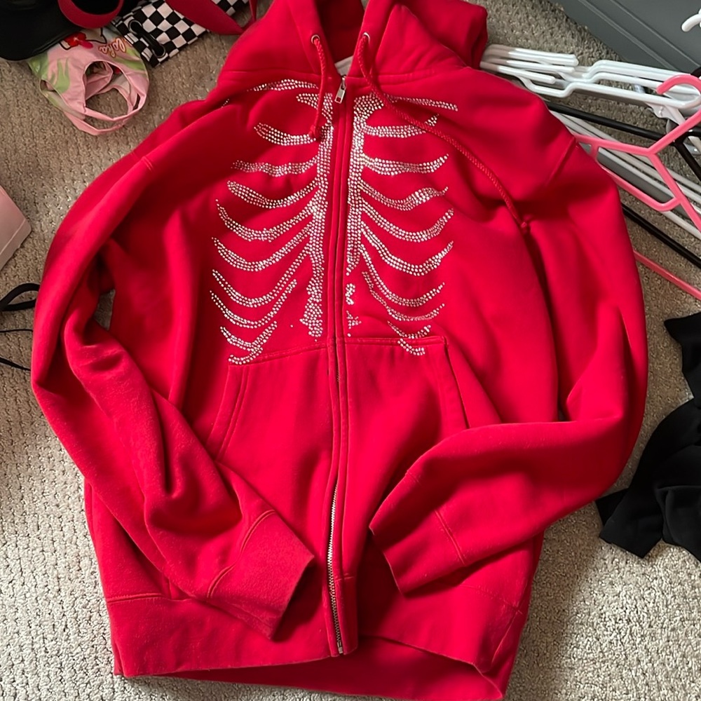 Red rhinestone hoodie